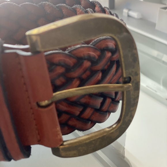 Braided Leather Belt brass Buckle - Picture 2 of 5